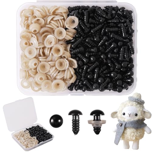 Vanblue Safety Eyes 260PCS 6mm Plastic Black Craft Eyes with Washers Teddy Bear Eyes for Amigurumi Stuffed Animals Crochet Toys Crafts Making Halloween Decorations - Image 1