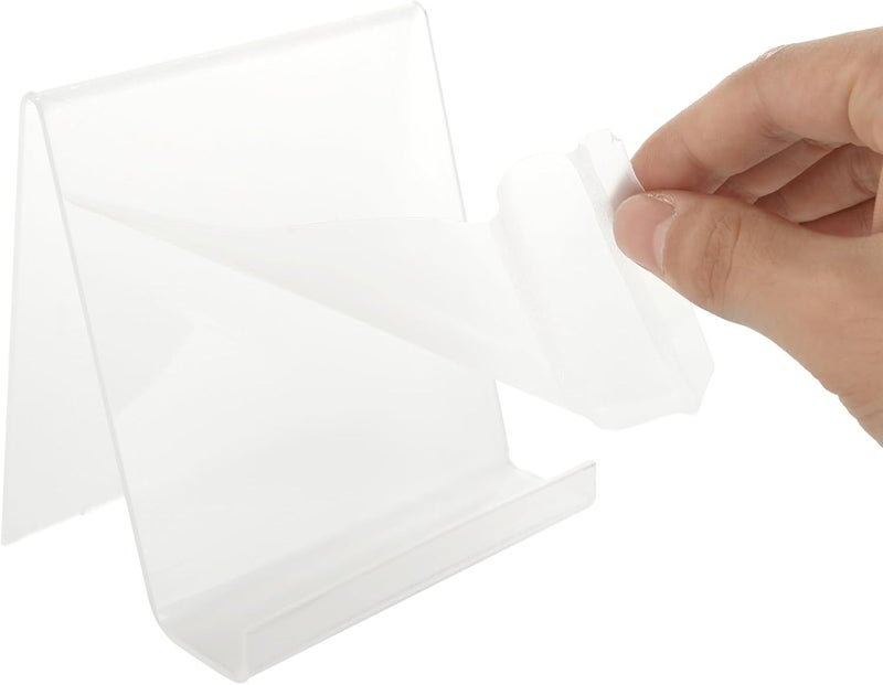 LOLYSIC Pack of 10 Clear Acrylic Book Stands, Acrylic Table Stands Slanted 11 x 8 x 10 cm, Easel Stand for Displaying Photos, Books, Music - Image 4