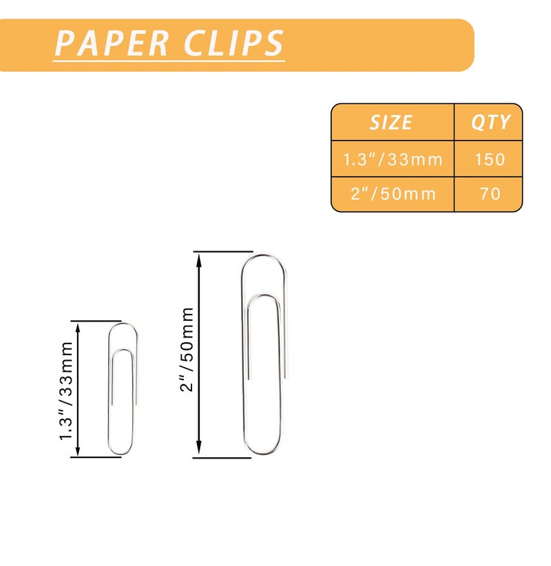 Aksiko 220pcs Silver Paper Clips, Medium and Jumbo Size (1.3 inch & 2 inch) Office Paperclips - with Storage Box in Each Size for Easy Storage - Image 2