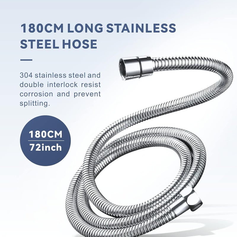 180cm Extra Long Shower Hose, Baytion 360° Anti-Twist Stainless Steel Handheld Shower Head for Shower & Sitz Bath - Image 4
