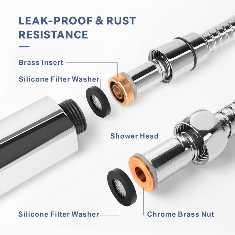 180cm Extra Long Shower Hose, Baytion 360° Anti-Twist Stainless Steel Handheld Shower Head for Shower & Sitz Bath - Image 3