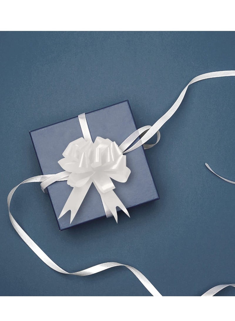 Pull Bow, 30PCS Gift Wrap Pull Bow Ribbon, White Ribbon Pull Bow, White Gift Bow Gift, Bow Pull Ribbon for Gift Wrap, Bouquet, Gift Basket, Birthday, Wedding, Valentine's Day Gift Decoration - Image 3