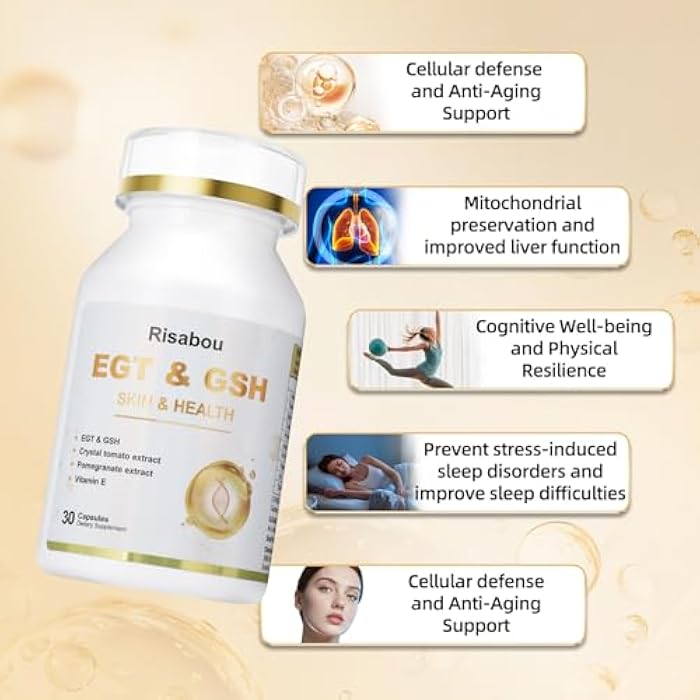 Risabou L-Ergothioneine with Iron Supplement for Women | Skin Care, Brain, Immune, Cognitive Support, Extract as Yeast, Crystal Tomato, Pomegranate, Holy Blackberry and Inositol, Elastin, Vitamin E | 60 Caps - Image 4