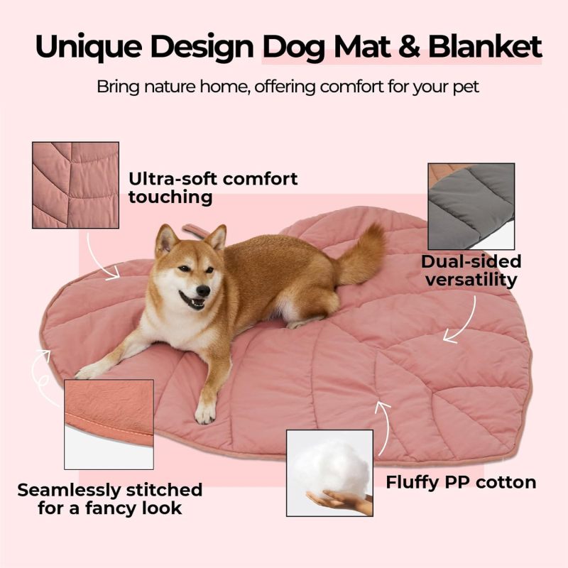 Pet Blanket 47 X 43 Inches Double-sided Leaf Design - Machine Washable Cat Blanket for Bed Sofa Floor Furniture Protection - Image 2