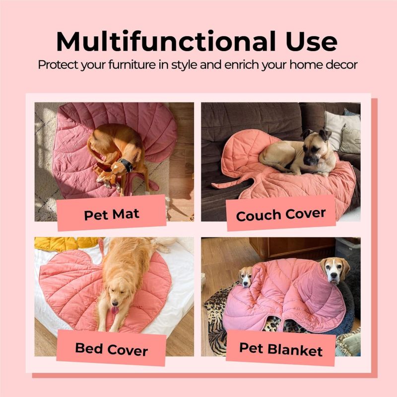 Pet Blanket 47 X 43 Inches Double-sided Leaf Design - Machine Washable Cat Blanket for Bed Sofa Floor Furniture Protection - Image 3