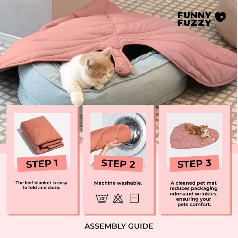 Pet Blanket 47 X 43 Inches Double-sided Leaf Design - Machine Washable Cat Blanket for Bed Sofa Floor Furniture Protection - Image 5