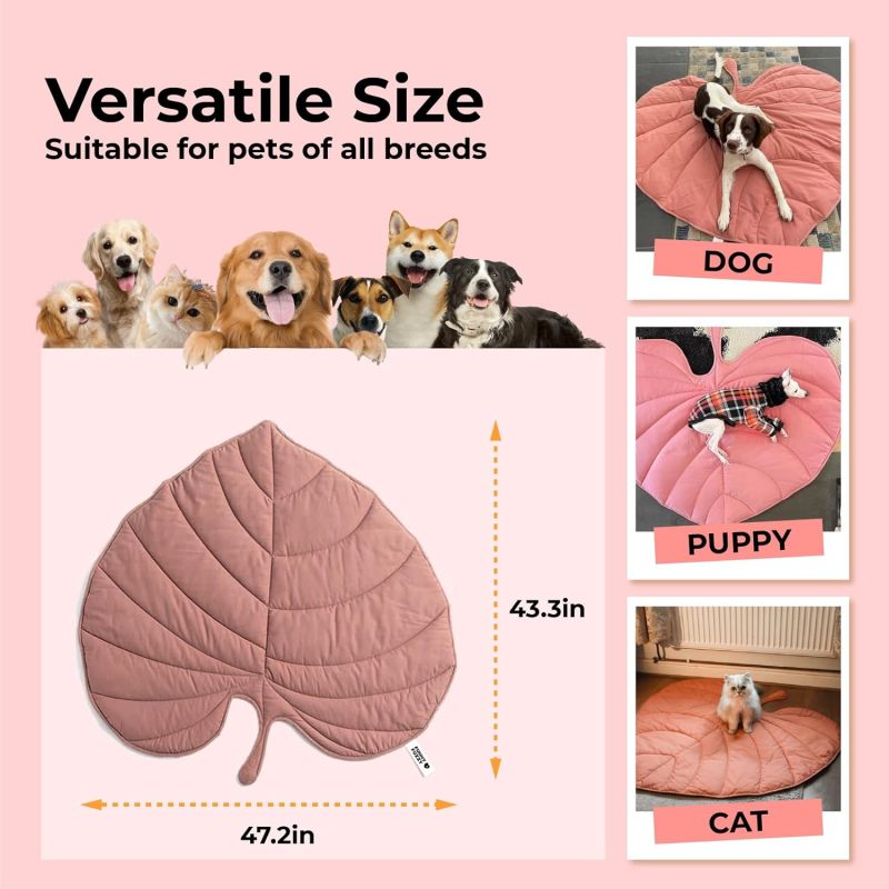 Pet Blanket 47 X 43 Inches Double-sided Leaf Design - Machine Washable Cat Blanket for Bed Sofa Floor Furniture Protection - Image 4