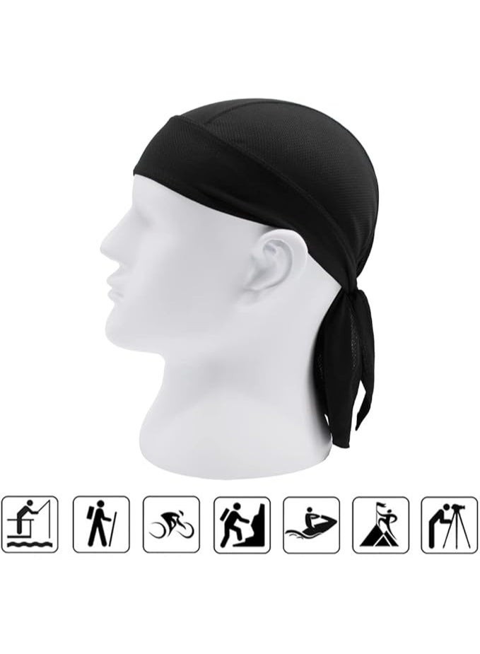 HOOTO 4 Pack Do Rag Skull Caps for Men Sweat Wicking Doo Rags Cooling Helmet Liner Cycling Motorcycle Bandana - Image 4