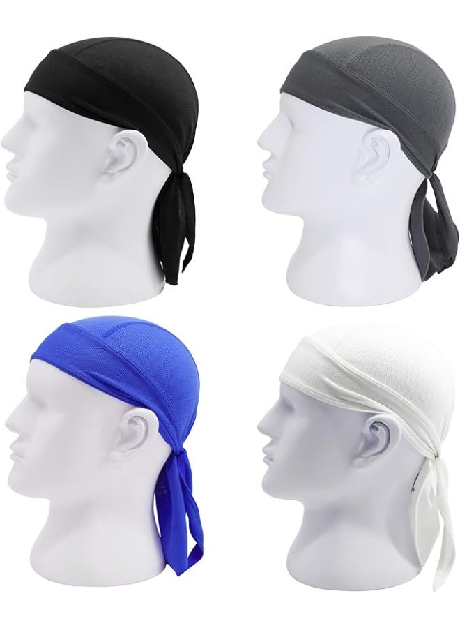 HOOTO 4 Pack Do Rag Skull Caps for Men Sweat Wicking Doo Rags Cooling Helmet Liner Cycling Motorcycle Bandana - Image 3