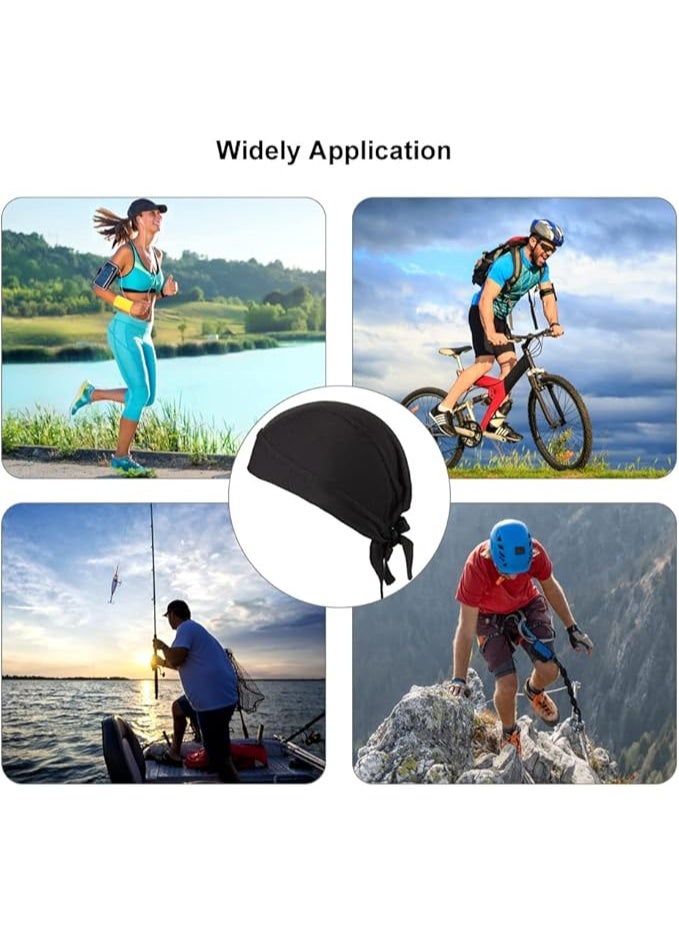 HOOTO 4 Pack Do Rag Skull Caps for Men Sweat Wicking Doo Rags Cooling Helmet Liner Cycling Motorcycle Bandana - Image 5