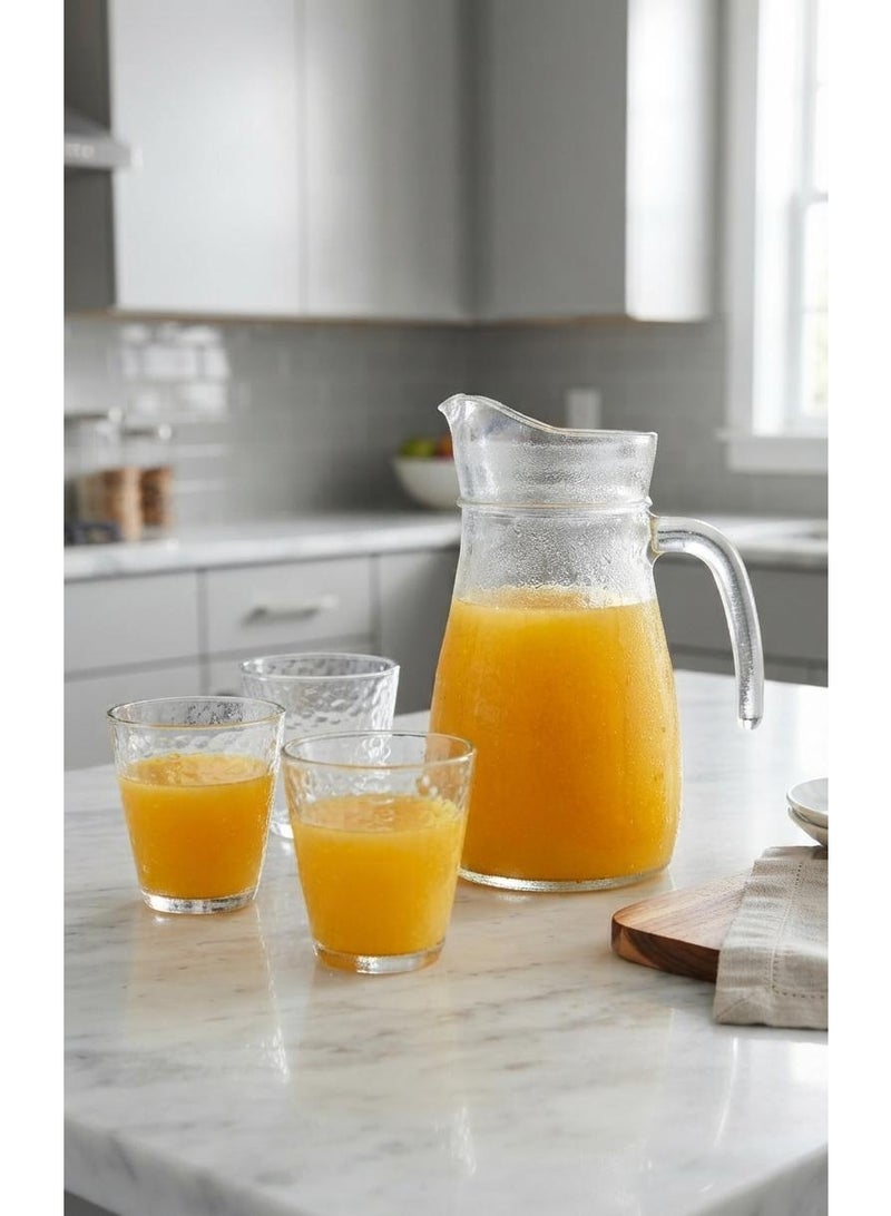 Glass pitcher + 4 cups - Image 1