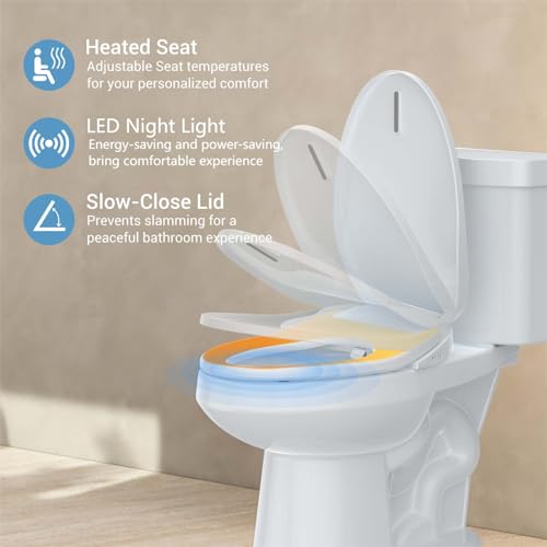 Homfan Bidet Toilet Seat, Electric Smart with Multiple Spray Modes, Smart Unlimited Warm Water, Auto Open & Slow Close Lid, Auto LED Nightlight, Power Outage Available, Clean Water - Image 2