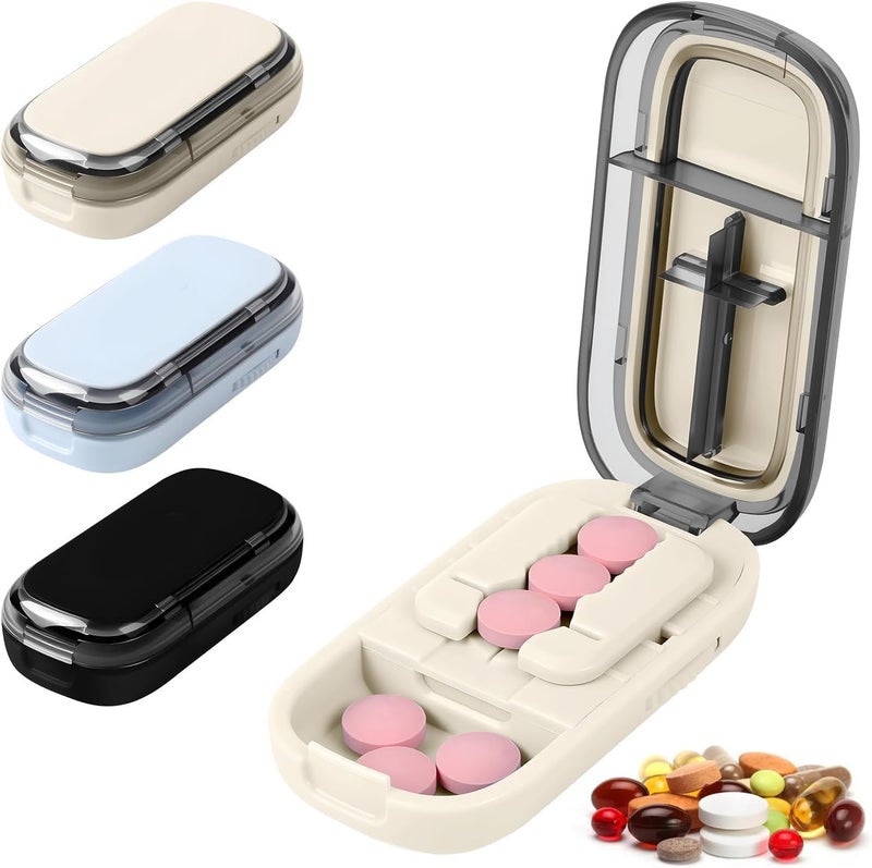 rexibuz Pill Cutter Splitter for Small and Tiny Pills, Larger Pills, Adjustable 1/2 1/4 Splitter with Improved Sharp Blade, Accurate Centering Alignment Device (White) - Image 1
