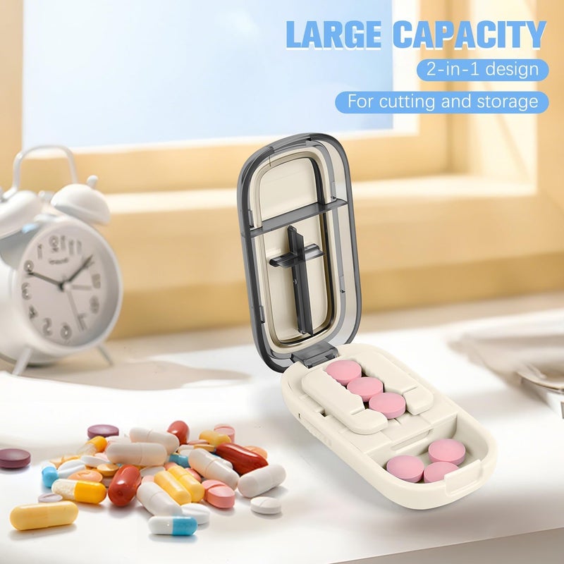 rexibuz Pill Cutter Splitter for Small and Tiny Pills, Larger Pills, Adjustable 1/2 1/4 Splitter with Improved Sharp Blade, Accurate Centering Alignment Device (White) - Image 2