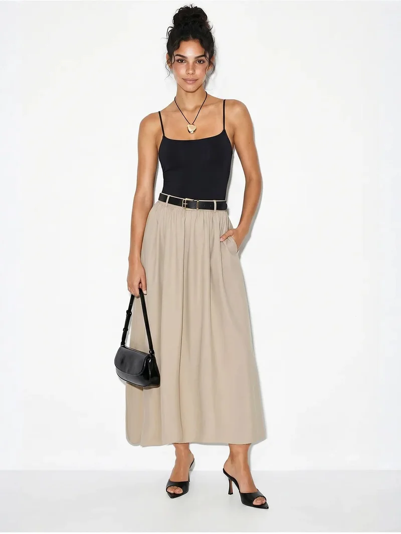 بيانكو لوتشي LUCCI High-Waist Belted Maxi Skirt