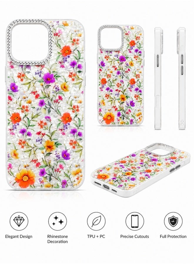 VR CREATIVE Protective Case Cover for Apple iPhone 16 Pro Max with Floral Marble Flower Print Transparent TPU + PC Shockproof Back Cover Design 4 - Image 3