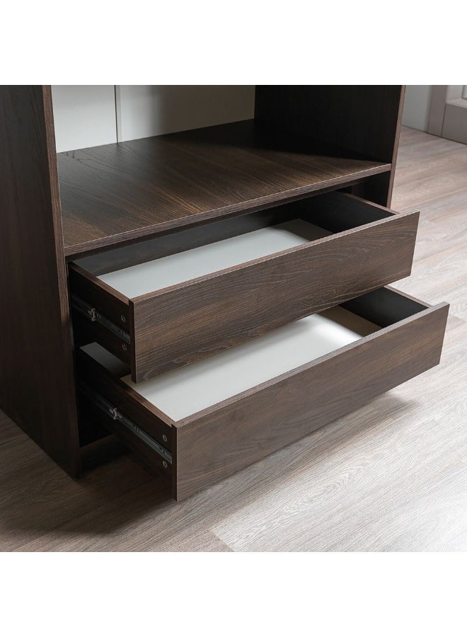Infinity Set Of 2 Drawers Internal Module For 2 Door Wardrobe | Drawers Only For Wardrobe | Modern Design Storage For Bedroom L96.4xW48xH42.2cm - D.Walnut - Image 1