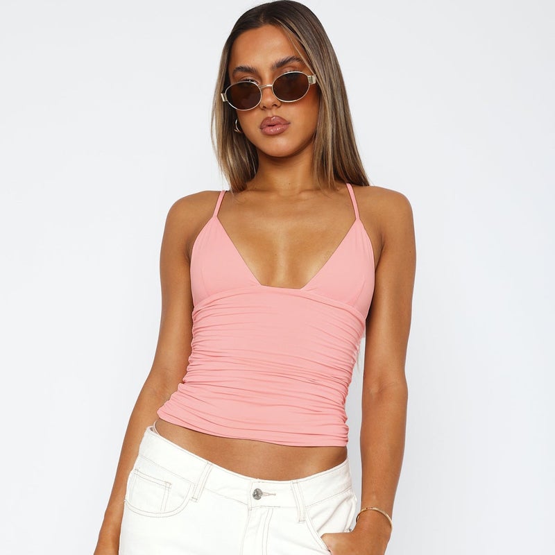 V-Style Fashion Small Halter Neck Fashion Street Crop Top Slim Fit Ins Solid Color - Image 5