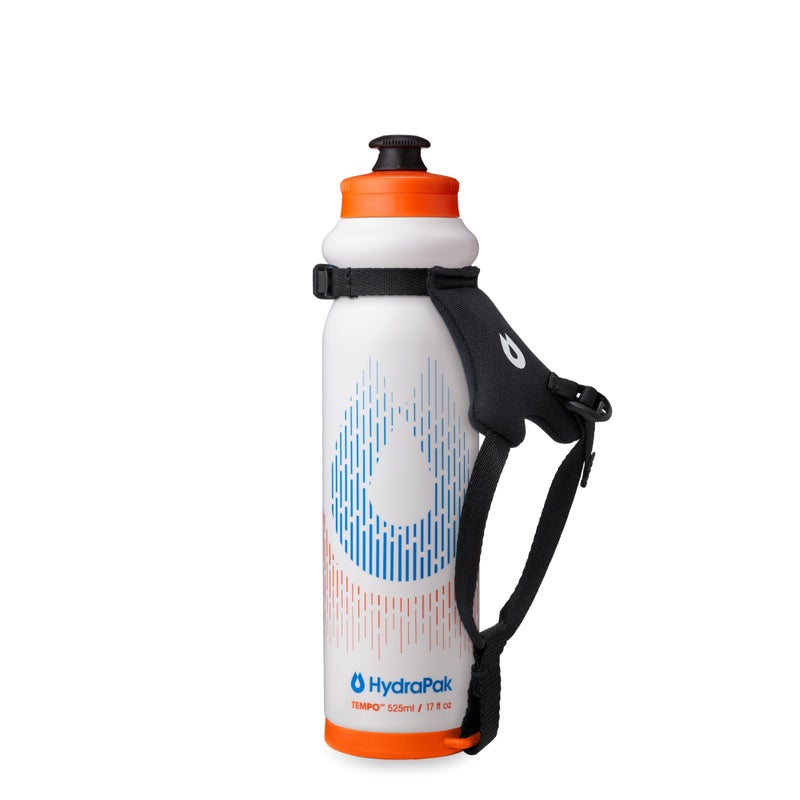 HydraPak Tempo Pro 525ml - Handheld Running Squeeze Bottle for Training and Race Day Hydration with Removable Strap (525ml/17oz) - White - Image 1