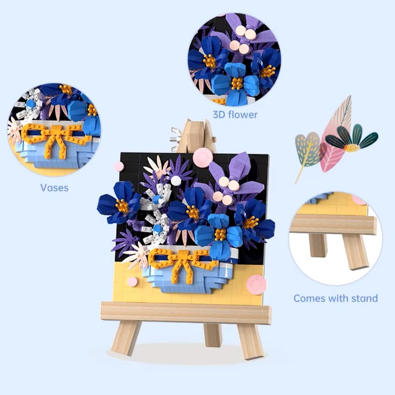 TOYS LAND Mini Building Blocks 757 PCS of Creative Flower Toy Building Set, 3D Art Artificial Flowers Building Blocks Kit for Home Decoration, Ideal Gift for Birthday Adult Kids Boys Girls 8+ (Galaxy) - Image 4