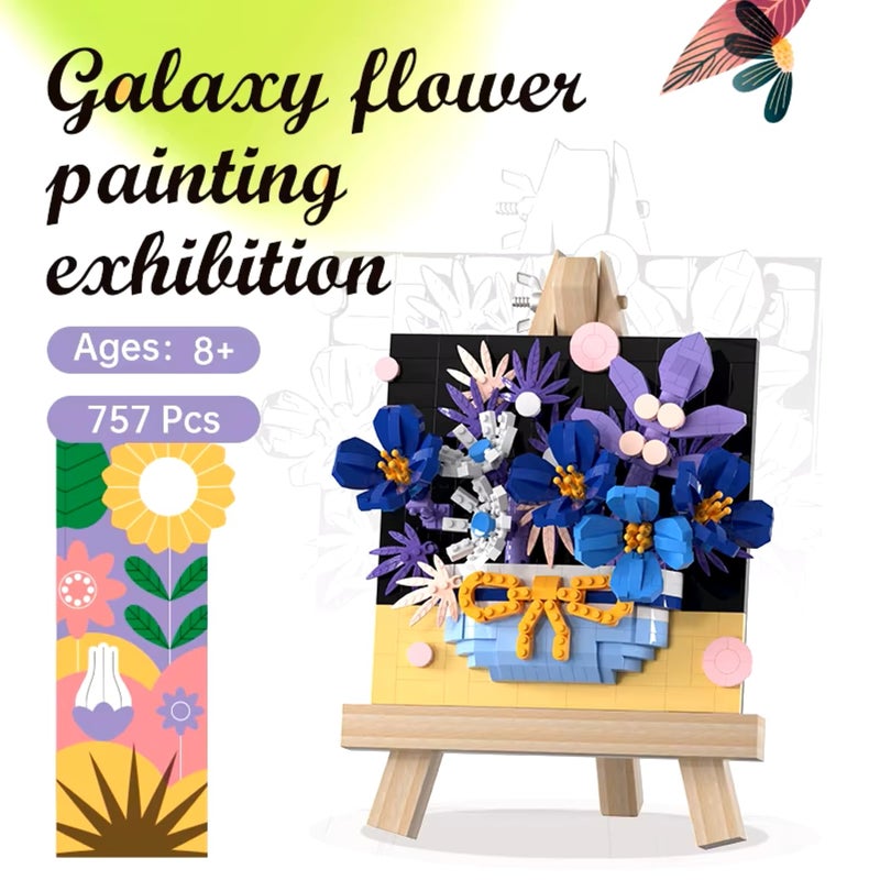 TOYS LAND Mini Building Blocks 757 PCS of Creative Flower Toy Building Set, 3D Art Artificial Flowers Building Blocks Kit for Home Decoration, Ideal Gift for Birthday Adult Kids Boys Girls 8+ (Galaxy) - Image 2