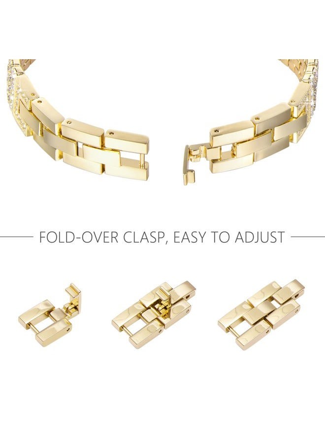 NewWays Compatible for SAMSUNG Galaxy Watch 7 6 Classic 6 5 4 Band 40mm 44mm 42mm 46mm, 20mm Stunning Diamonds Bracelet with Quick Release Pin for Galaxy Active 2, Gold - Image 4