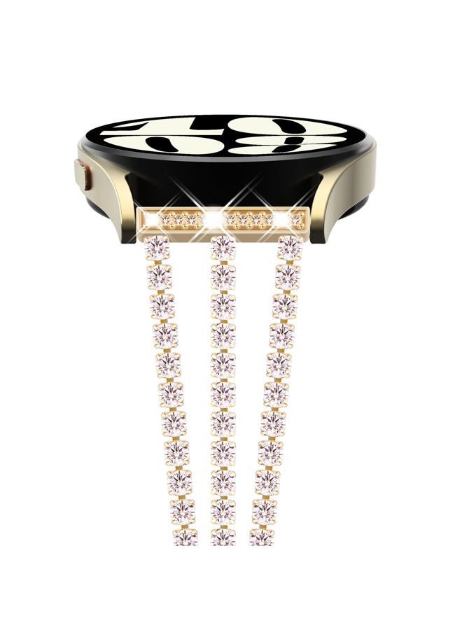 NewWays Compatible for SAMSUNG Galaxy Watch 7 6 Classic 6 5 4 Band 40mm 44mm 42mm 46mm, 20mm Stunning Diamonds Bracelet with Quick Release Pin for Galaxy Active 2, Gold - Image 1