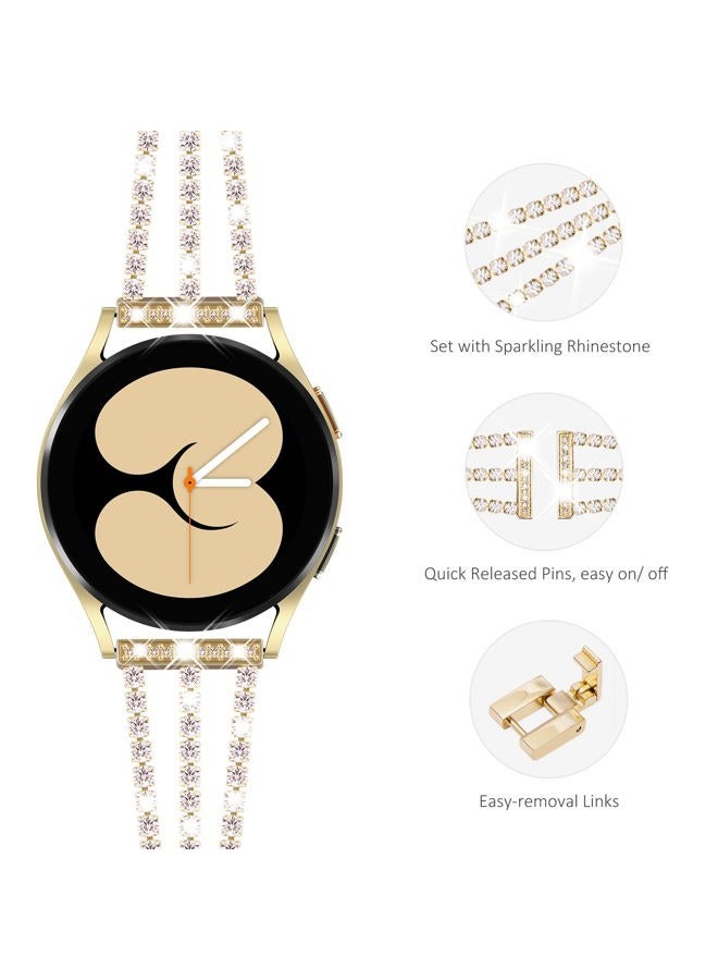 NewWays Compatible for SAMSUNG Galaxy Watch 7 6 Classic 6 5 4 Band 40mm 44mm 42mm 46mm, 20mm Stunning Diamonds Bracelet with Quick Release Pin for Galaxy Active 2, Gold - Image 3