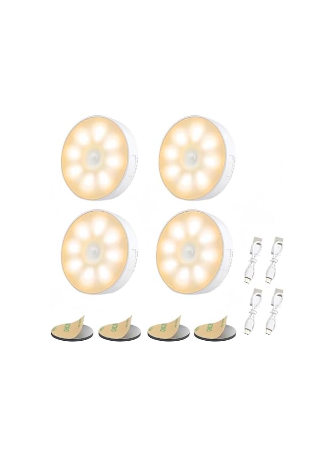 The Bros Sensor night Lights, 4 pcs LEDs Rechargeable small Night Light, with USB Cable & Magnetic Patch, 3 Modes, Cordless Safe Wall Light for kids rooms bedroom Kitchen Bookshelves Drawers - Image 2