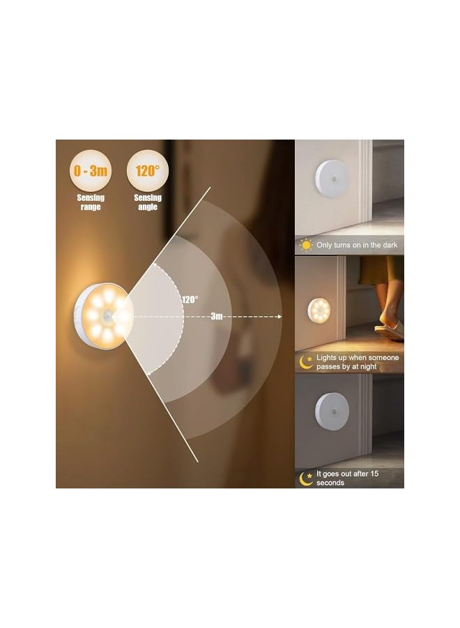 The Bros Sensor night Lights, 4 pcs LEDs Rechargeable small Night Light, with USB Cable & Magnetic Patch, 3 Modes, Cordless Safe Wall Light for kids rooms bedroom Kitchen Bookshelves Drawers - Image 3