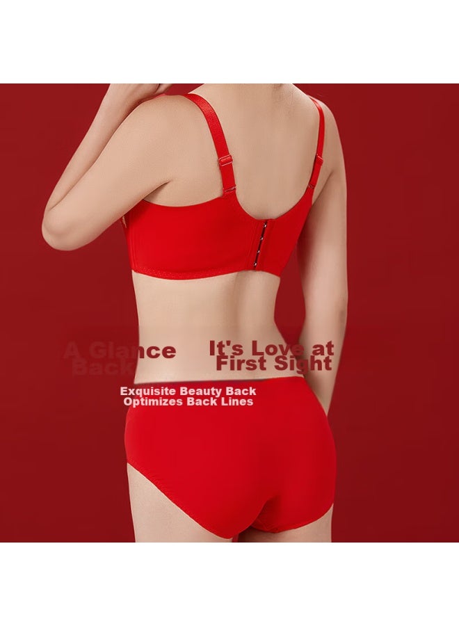 LANG SHA Langsha New Year Red Lingerie Gift Box For Women, Push-up Bra For Small Chest, Zodiac Year Dragon Year Bra, Wedding Bra And Panty Set  - Image 4