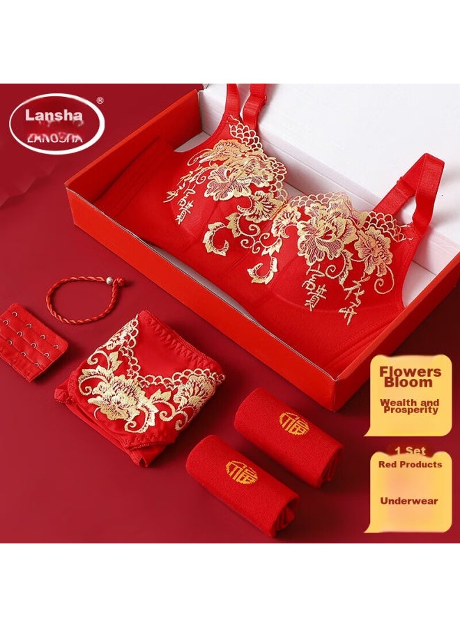 LANG SHA Langsha New Year Red Lingerie Gift Box For Women, Push-up Bra For Small Chest, Zodiac Year Dragon Year Bra, Wedding Bra And Panty Set  - Image 1