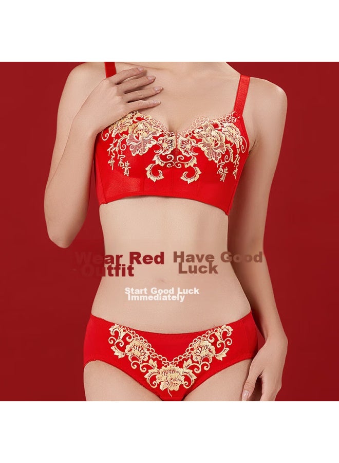 LANG SHA Langsha New Year Red Lingerie Gift Box For Women, Push-up Bra For Small Chest, Zodiac Year Dragon Year Bra, Wedding Bra And Panty Set  - Image 3