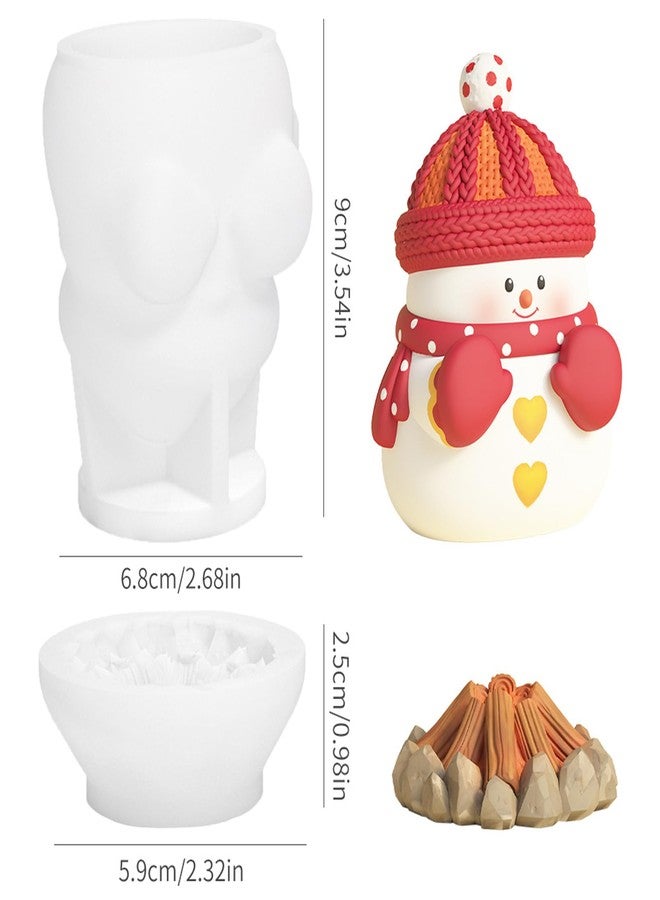 Wehous Cute Snowman with Fire Candle Silicone Molds, Christmas Ornament Molds for Epoxy Resin Candle Soap Wax, 3D Winter Holiday Chocolate Fondant Cake Decor Mold, Jewelry Pendant Keychain Art Craft Mold - Image 2