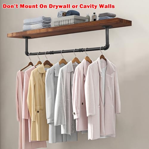 Livabber Industrial Pipe Clothes Rack, Heavy Duty Detachable Iron Garment Rack Wall Mounted, Rustic Saving Space Clothes Bar Multi-Purpose Hanging Rod for Bedroom, Closet, Black (36 Inch) - Image 4
