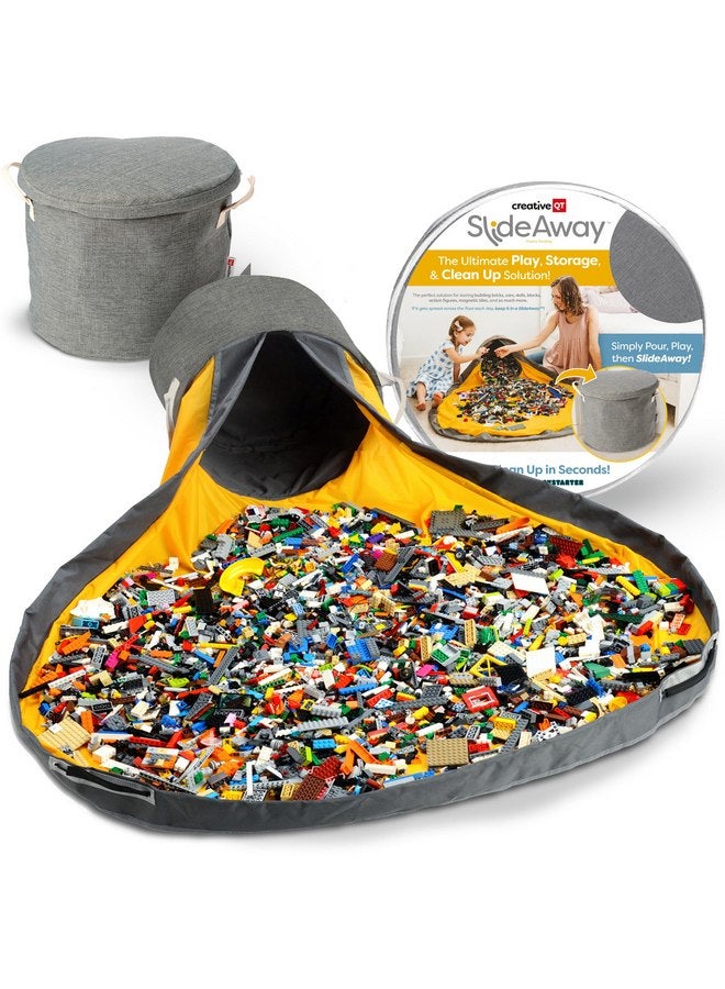 Creative QT SlideAway Toy Storage Organizer & Play Mat for Kids - Organizer Storage Bin - Kids Toy Box for Boys & Girls - Playroom Storage - Toy Holders for Kids Rooms for Christmas - Grey - Image 1