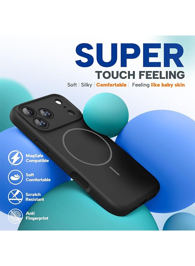 Magnetic Case for iPhone 17 Pro, [MagSafe Compatible][All-Round Protection][With Camera Control Cover][Four-Layer Structure] Nano-Smooth Liquid Silicone Drop Protection Phone Case for iPhone 17 Pro 6.3 inch, Black - Image 2