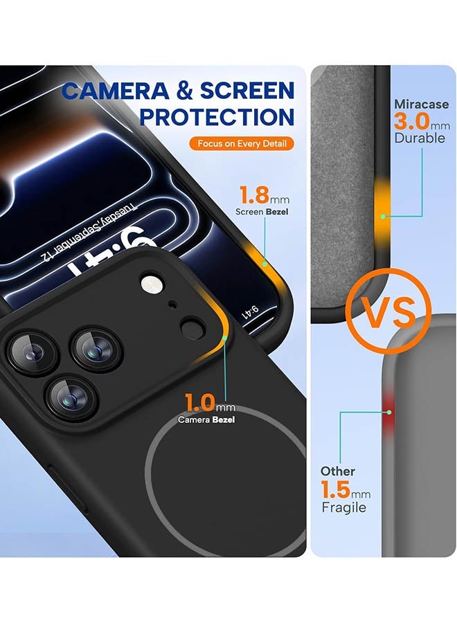 Magnetic Case for iPhone 17 Pro, [MagSafe Compatible][All-Round Protection][With Camera Control Cover][Four-Layer Structure] Nano-Smooth Liquid Silicone Drop Protection Phone Case for iPhone 17 Pro 6.3 inch, Black - Image 3
