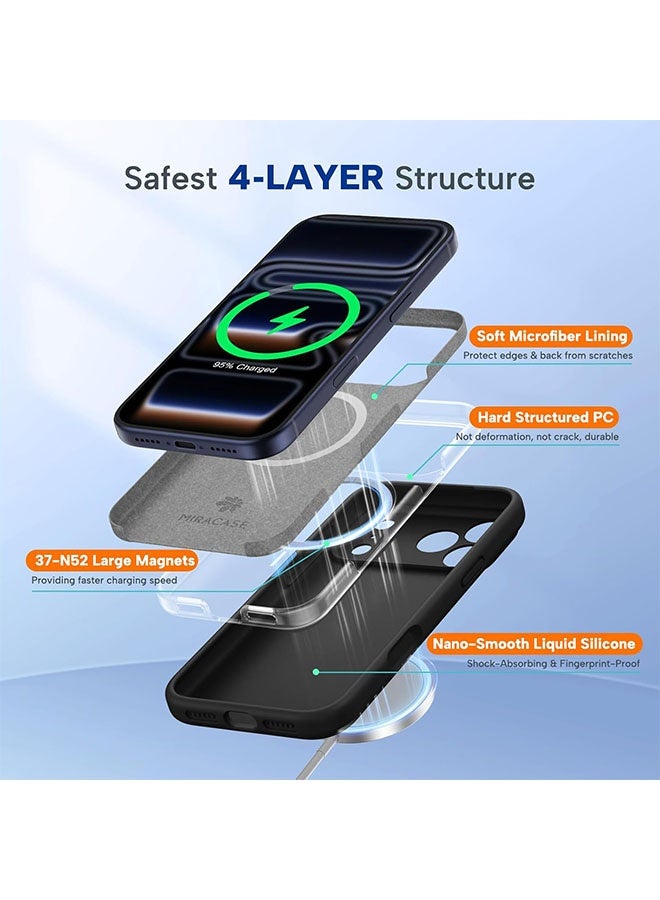 Magnetic Case for iPhone 17 Pro, [MagSafe Compatible][All-Round Protection][With Camera Control Cover][Four-Layer Structure] Nano-Smooth Liquid Silicone Drop Protection Phone Case for iPhone 17 Pro 6.3 inch, Black - Image 5