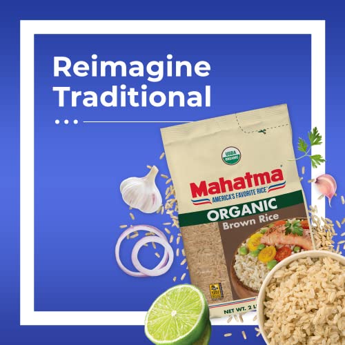 Mahatma Organic Brown Rice, 2-Pound Bag of Rice, Microwave Rice in 20 Minutes or Cook on Stovetop in 1 Hour - Image 2