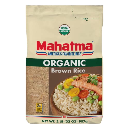 Mahatma Organic Brown Rice, 2-Pound Bag of Rice, Microwave Rice in 20 Minutes or Cook on Stovetop in 1 Hour - Image 1