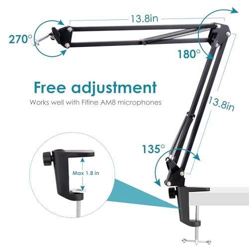 YOUSHARES Boom Arm Compatible with Fifine Dynamic Microphone (AM8), Mic Arm for Fifne XLR/USB Gaming Podcast Recording PC Mic, Adjustable Scissor Mic Stand by YOUSHARES - Image 3