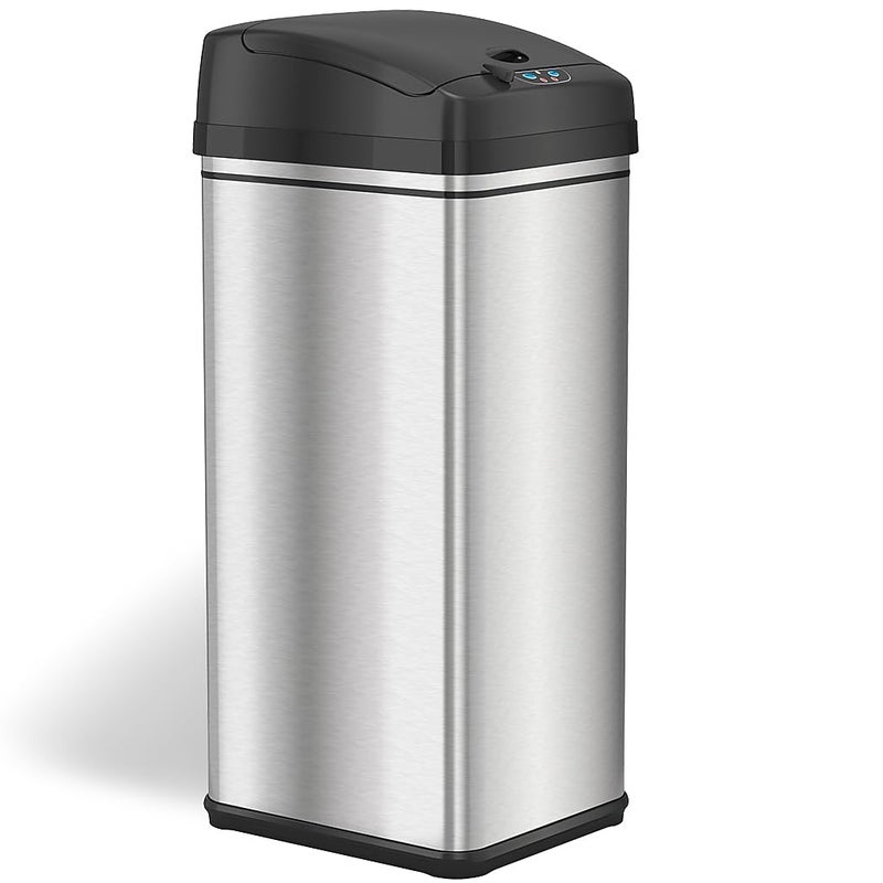 iTouchless 13 Gallon Patented Sensor Trash Can with Lid & Odor Filter, Original Inventor 50L Automatic Kitchen Garbage Bin, Fingerprint-Proof Stainless Steel, Pet-Proof Lock, Soft-Close, Silver - Image 4