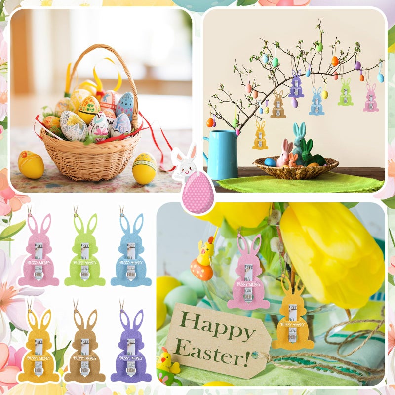 Gilprop 12 Pcs Felt Bunny Easter Money Holders for Cash Gift with String Pastel Cute Easter Basket Stuffers for Cash Gift Card Basket Tag DIY Surprise for Teens Girl Boy, Grandchildren Party Favors - Image 5