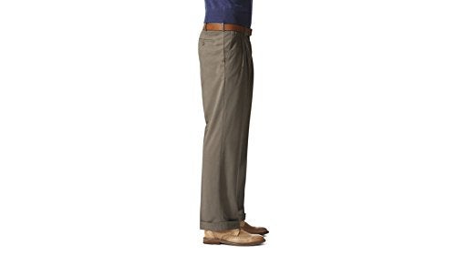 Dockers Men's Relaxed Fit Comfort Khaki Pants-Pleated, Dark Pebble, 36W x 32L - Image 2
