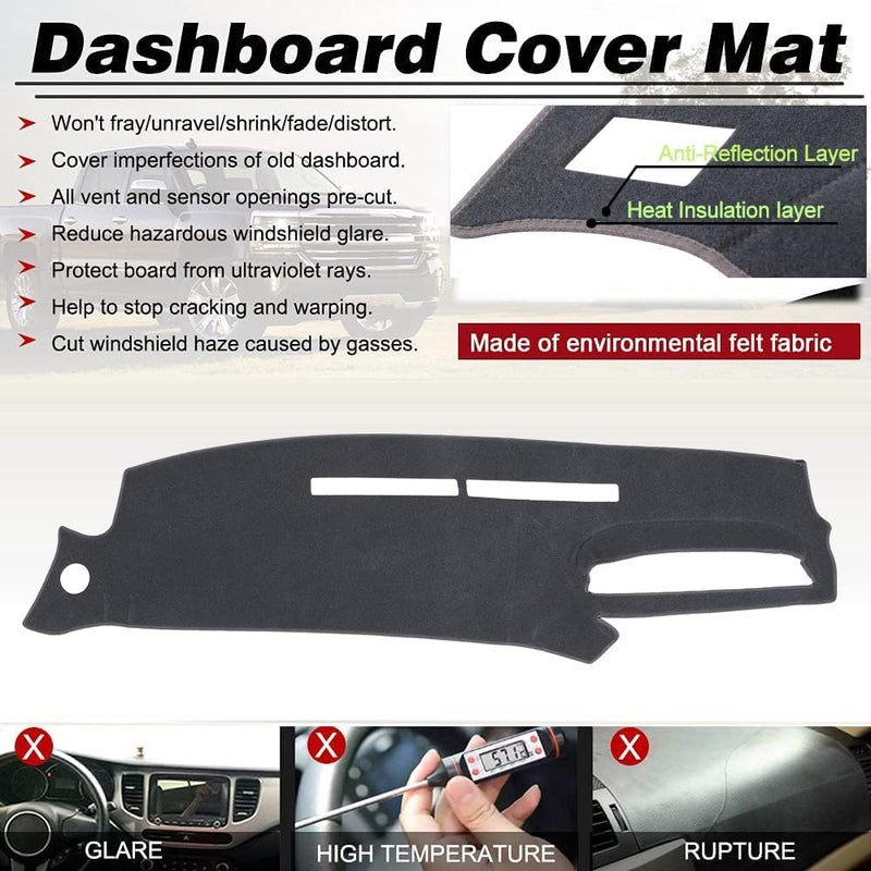 BLIBLIUNIT Dash Cover Mat Custom Fit for 1995-1996 Chevy Silverado & GMC Sierra - Dark Gray - Image 3