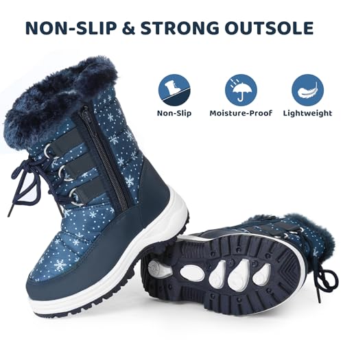 Apakowa Kids Girls Insulated Fur Winter Warm Snow Boots (Toddler/Little Kid) - Image 5