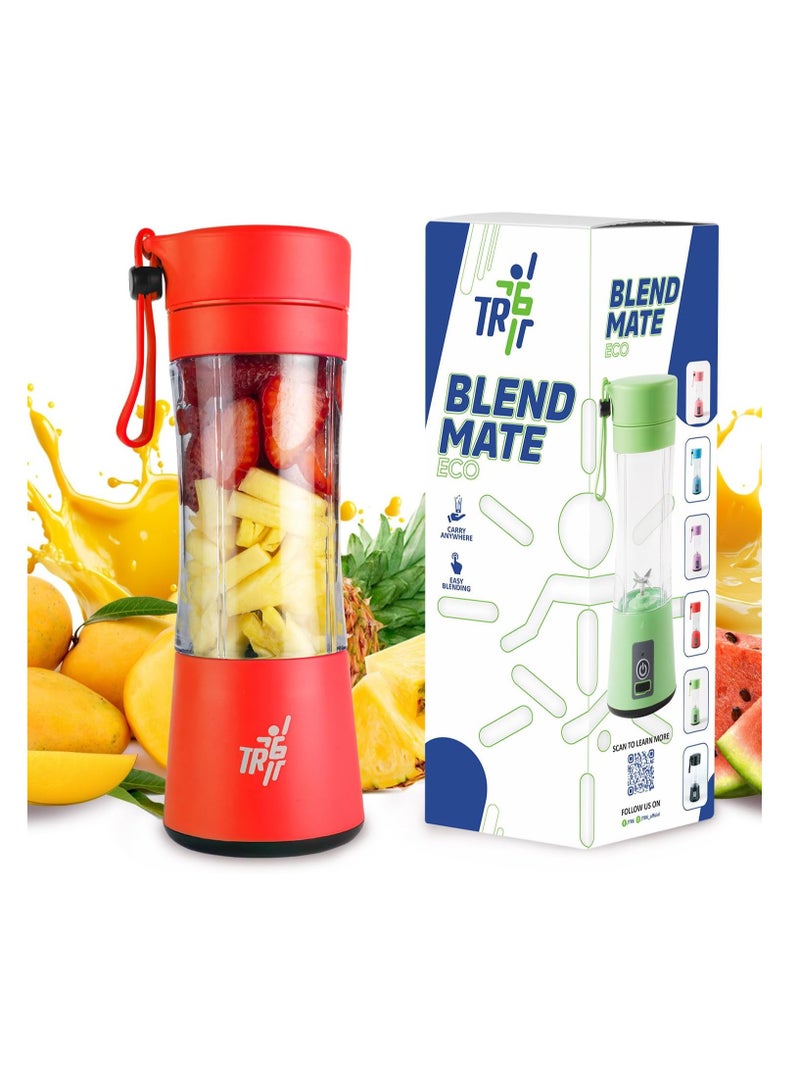 TR6 خلاط TR6 Blendmate Eco المحمول للعصائر والمشروبات المخفوقة - سعة 380 مل، قابل لإعادة الشحن | صغير الحجم | محمول (أحمر)  - Image 1