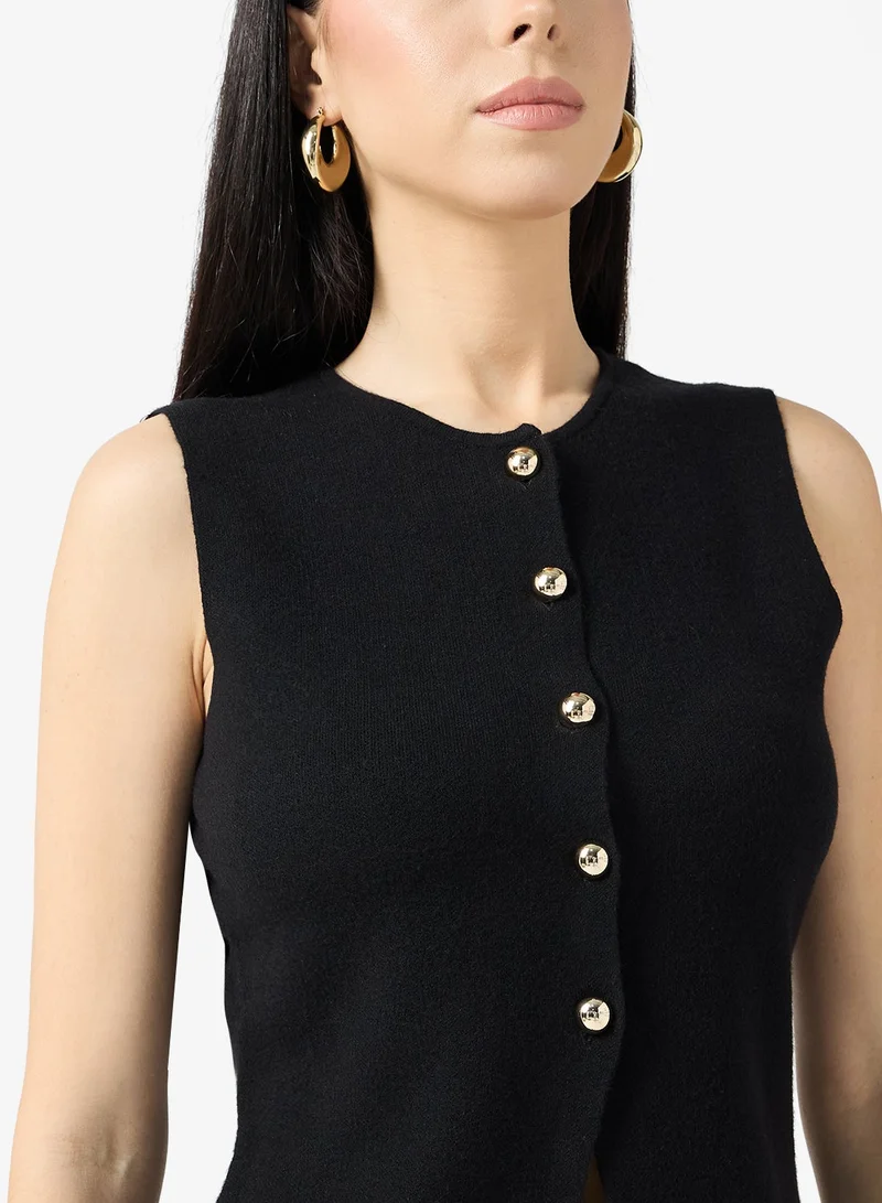 VERO MODA  VMSABA SL O-NECK BUTTON VEST BTQ for Women | Best Price UAE
