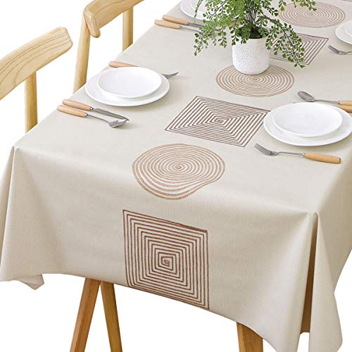 Trudelve قطعة قماش فينيل الثقيلة لمطبخ طاولة طعام المطبخ PVC القابلة للمسح TableCloth لجدول المستطيل (54 × 78 هندسة)